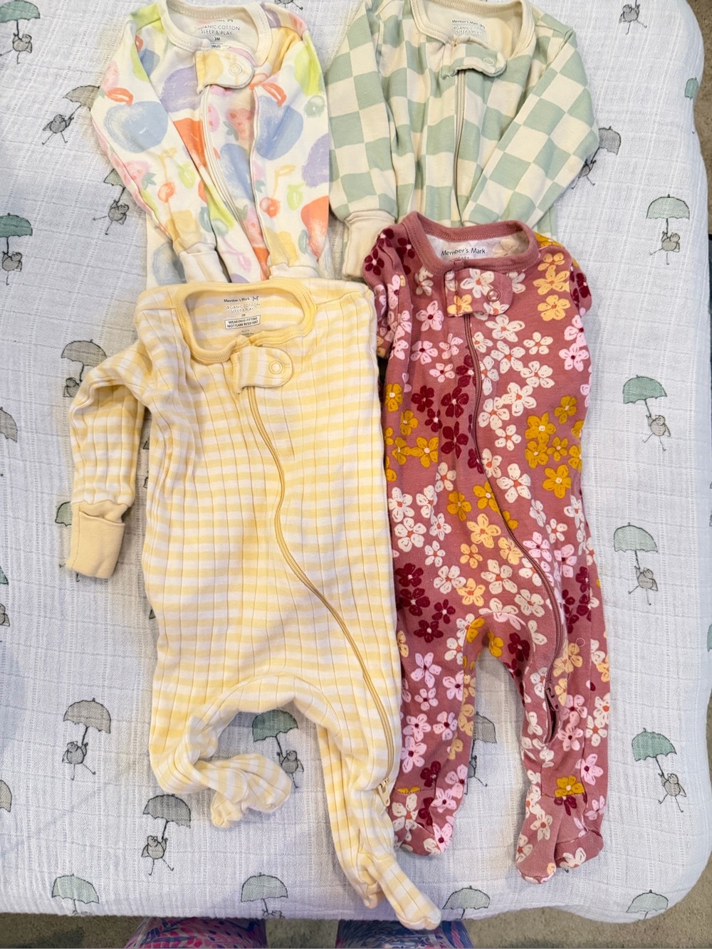 Bundle of 4 EUC organic cotton zip sleepers